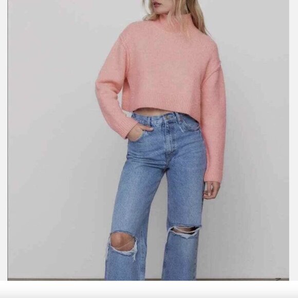 NWT ZARA Women's Cropped Turtleneck Pullover - Picture 9 of 10